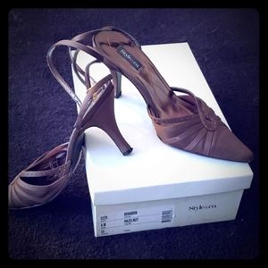 Bundle and save! Hazelnut satin dress heels